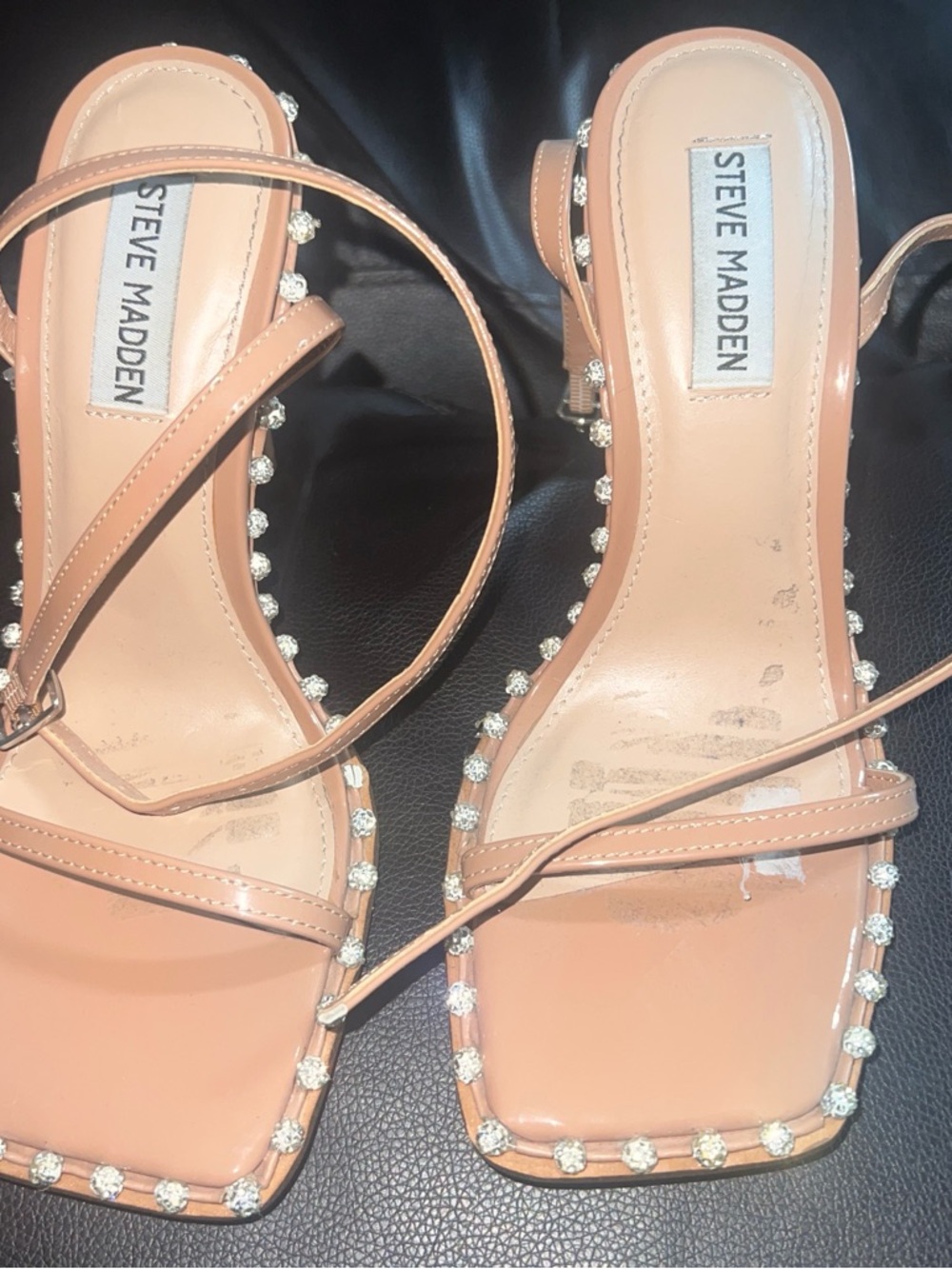Steve Madden Nude Rhinestone Strap Sandal heels